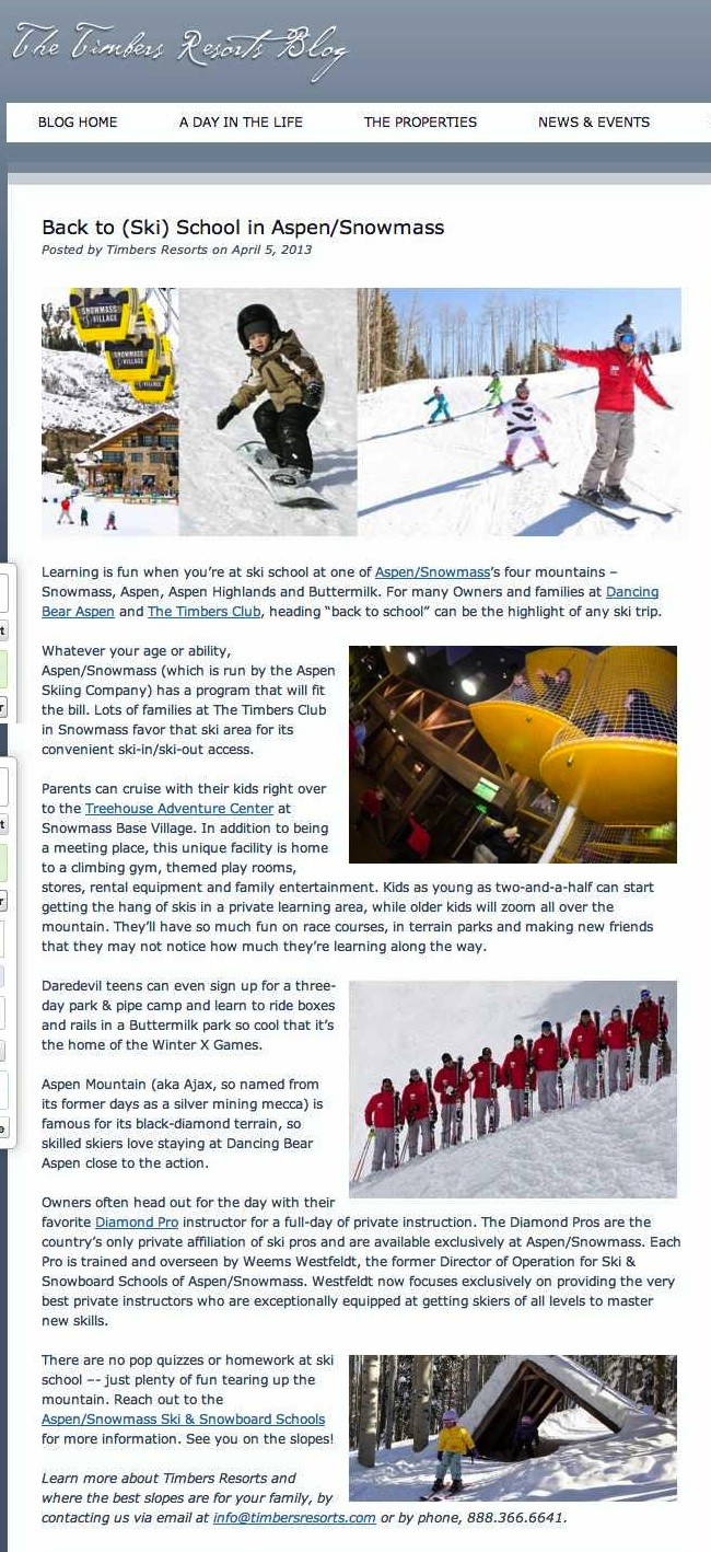 Back to (Ski) School in Aspen-Snowmass - Timbers Resorts copy