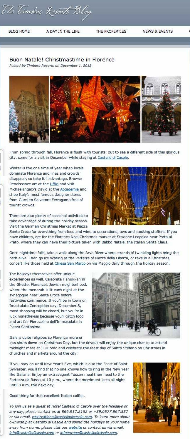 Buon Natale! Christmastime in Florence - Timbers Resorts copy