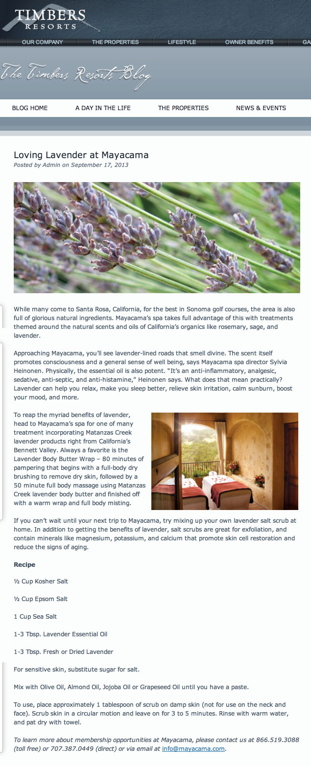 Loving Lavender at Mayacama   Timbers Resorts copy