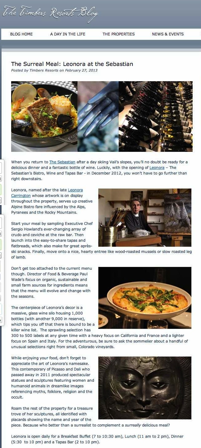 The Surreal Meal- Leonora at the Sebastian - Timbers Resorts copy