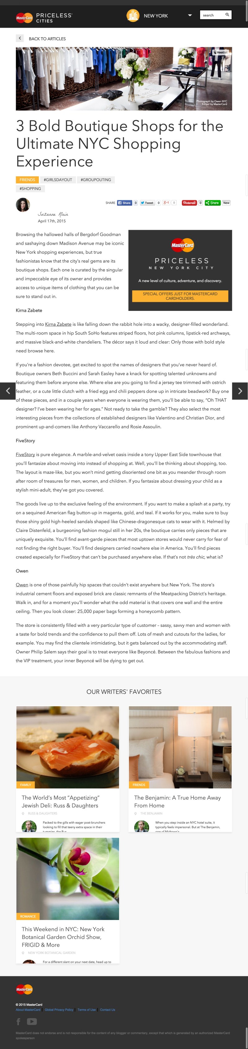 Boutique shopping in NYC