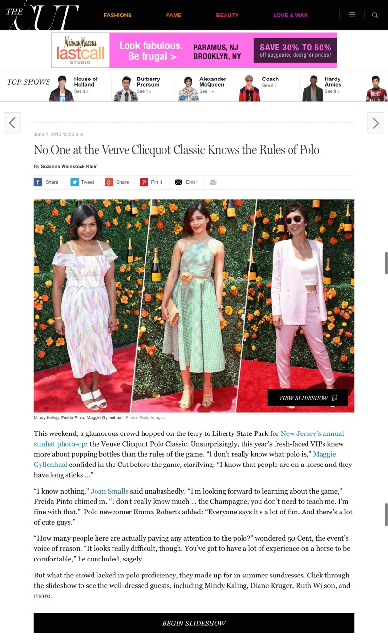 No One at the Polo Classic Knew Any of the Rules    The Cut